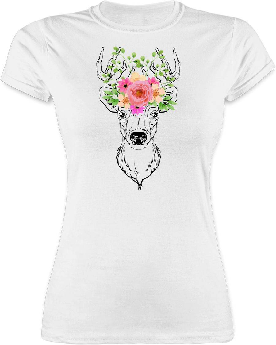 Shirtracer Hirsch mit Blumengeweih - schwarz Shirts & Mehr Shirtracer