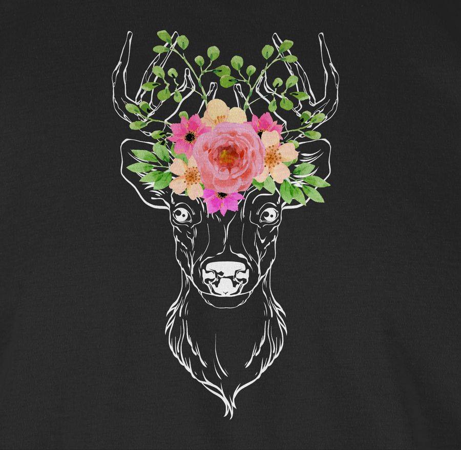 Shirtracer Hirsch Mit Blumengeweih - Weiß: T-Shirt Turnbeutel Shirtracer