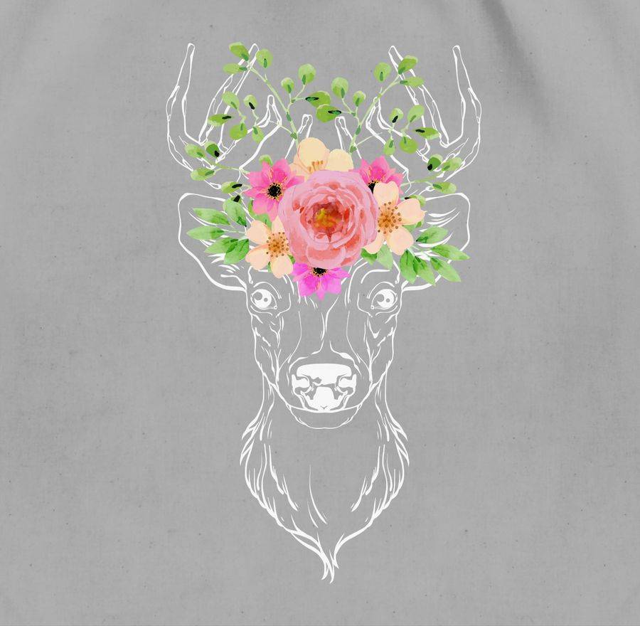 Shirtracer Hirsch Mit Blumengeweih - Weiß: T-Shirt Turnbeutel Shirtracer