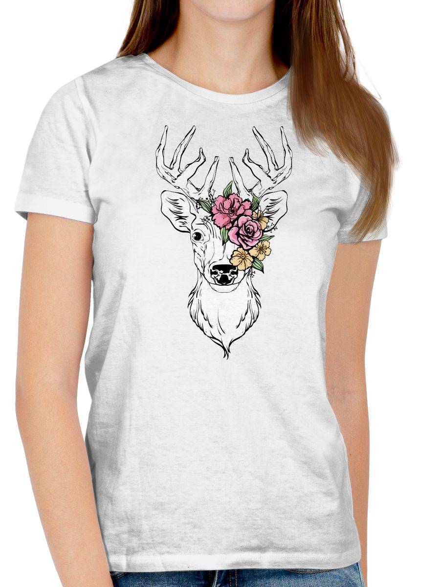 Shirtracer Hirsch Mit Bunten Blumen Shirts & Mehr Shirtracer