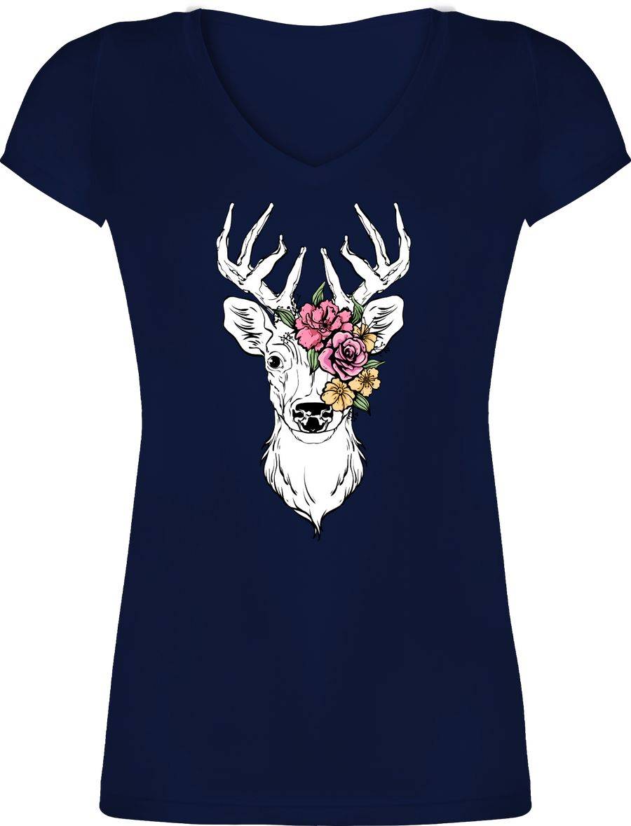 Shirtracer Hirsch mit bunten Blumen Shirts & Mehr Shirtracer