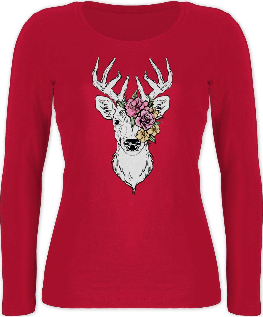 Shirtracer Hirsch mit bunten Blumen Shirts & Mehr Shirtracer