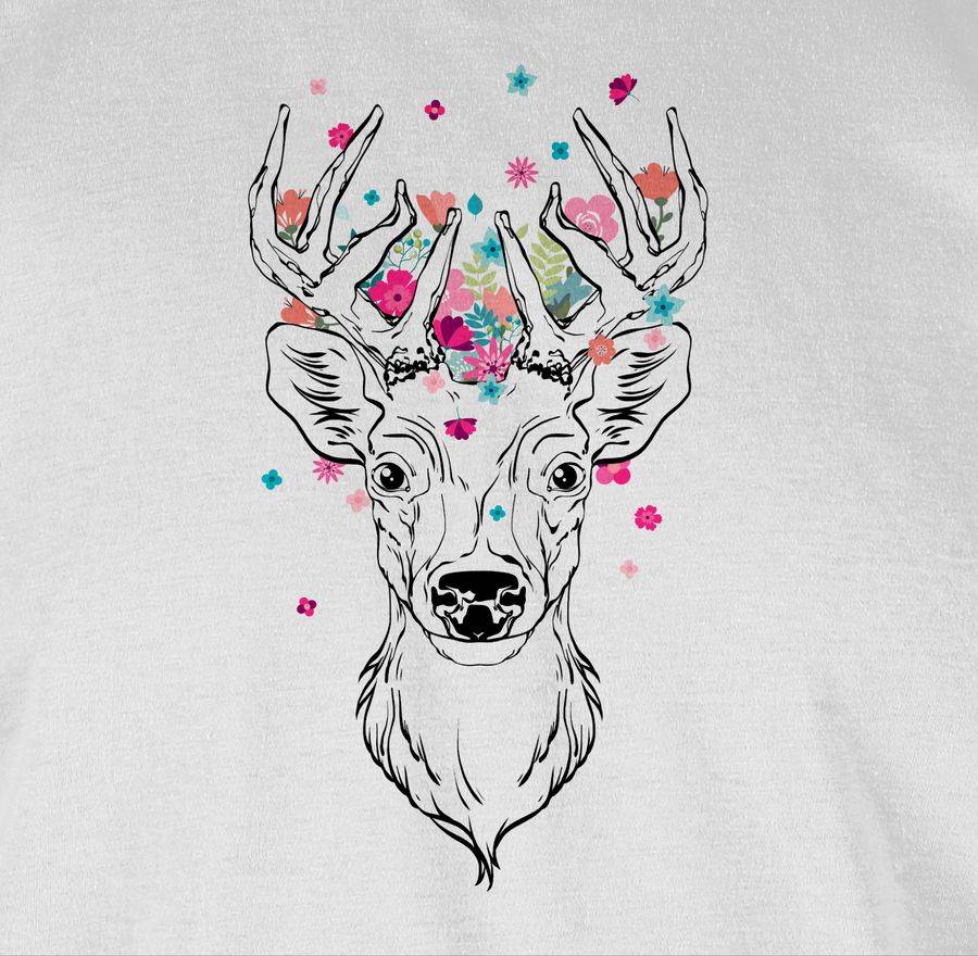 Shirtracer Hirsch Mit Kleinen Blumen - Schwarz: Tshirt Rucksack Shirtracer