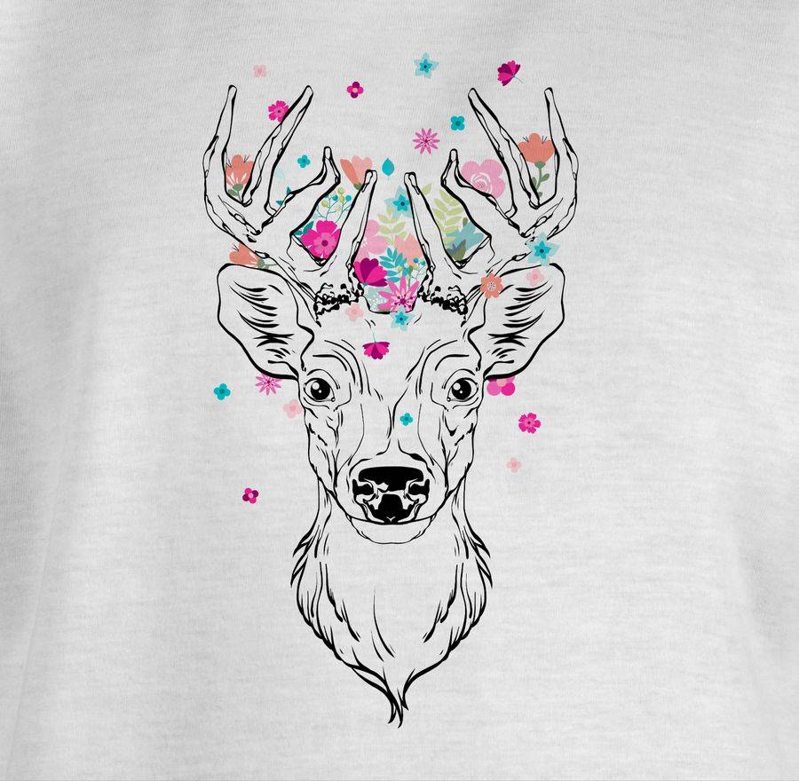 Shirtracer Hirsch Mit Kleinen Blumen - Schwarz: Tshirt Rucksack Shirtracer