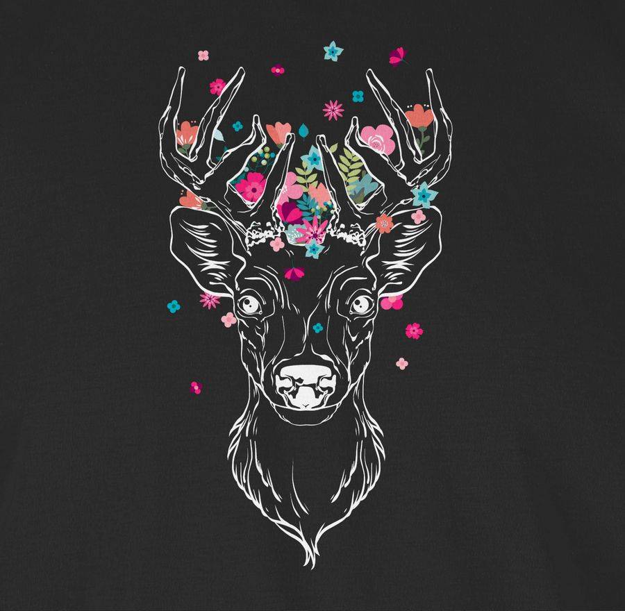 Shirtracer Hirsch Mit Kleinen Blumen - Weiß Shirts & Mehr Shirtracer