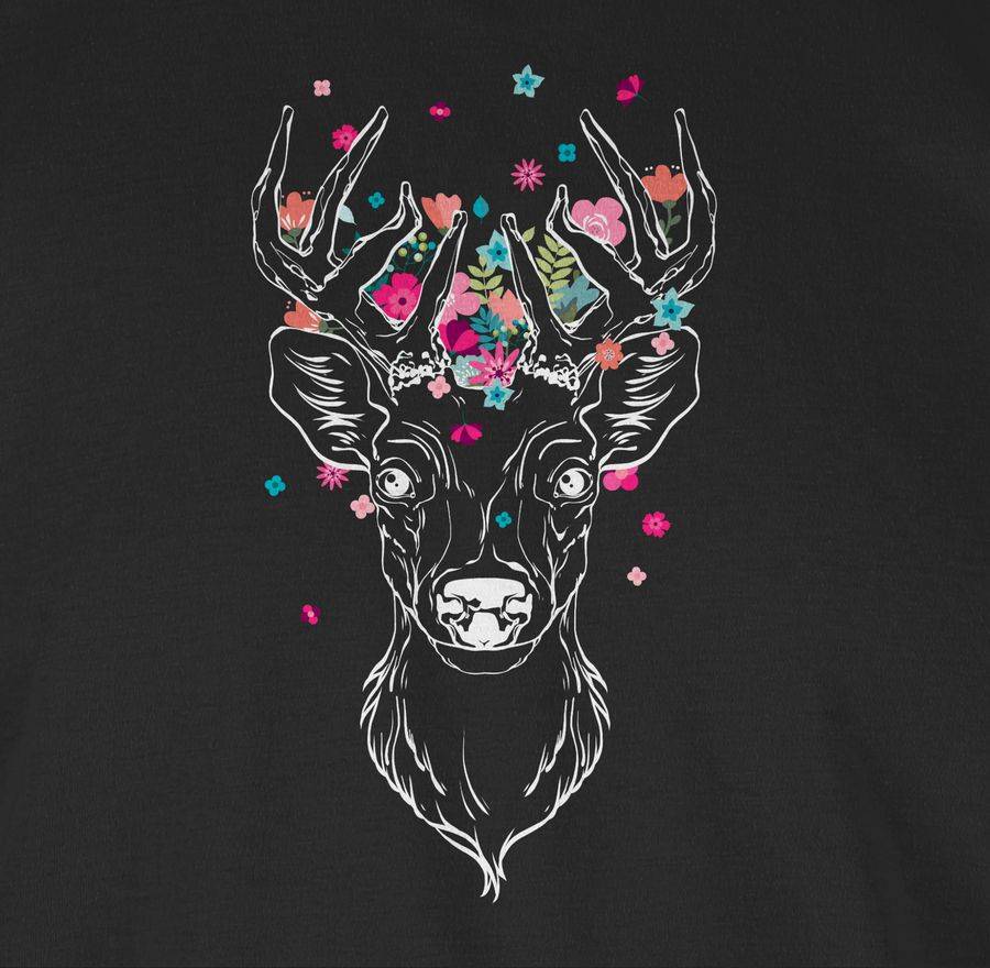 Shirtracer Hirsch Mit Kleinen Blumen - Weiß Shirts & Mehr Shirtracer