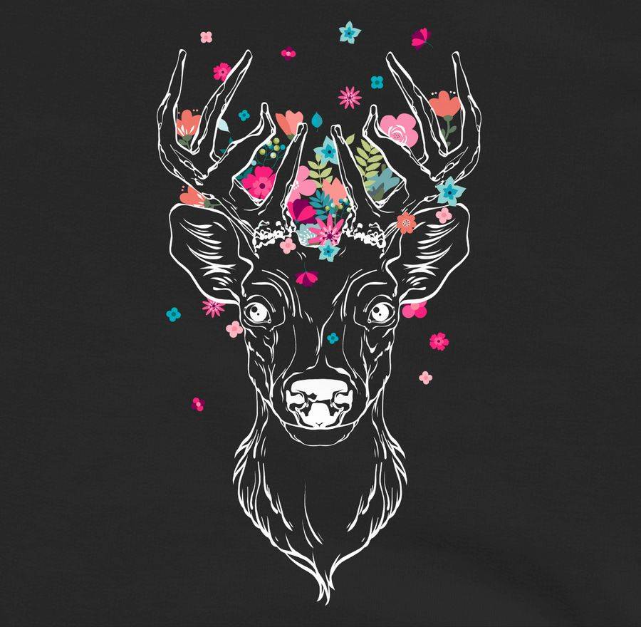 Shirtracer Hirsch Mit Kleinen Blumen - Weiß Shirts & Mehr Shirtracer