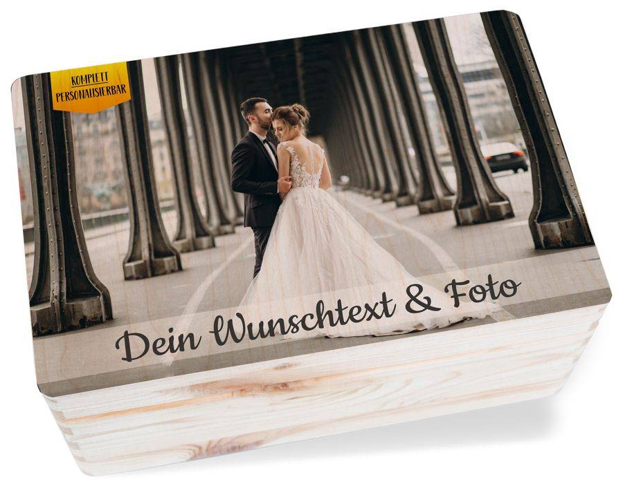 Shirtracer Hochzeitsbox Geschenkbox Hochzeit mit Foto und Namen Datum Erinnerungskiste Hochzeit Bilder Shirtracer