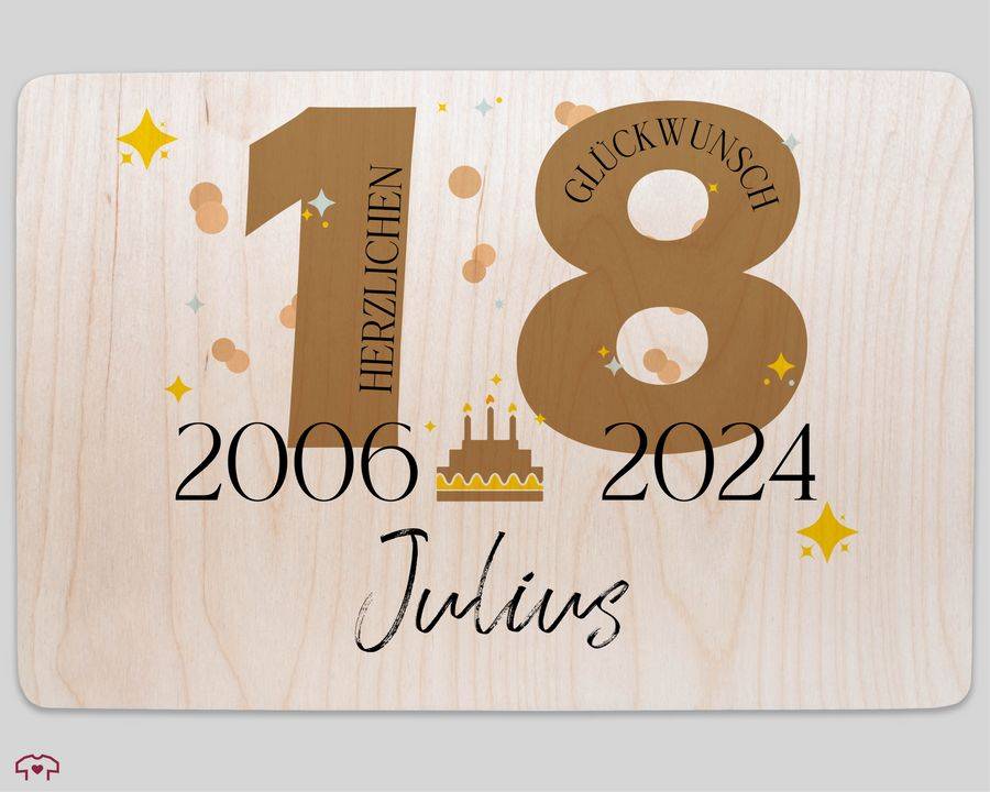 Shirtracer Holzkiste Zum 18. Geburtstag – Geschenkbox Mit Namen Für Männer & Frauen Ideal Für Geburtstagskarten Zum 18ten, Geldgeschenke & Persönliche Geschenke Geschenkverpackung Für Den 18. Geburtstag Shirtracer