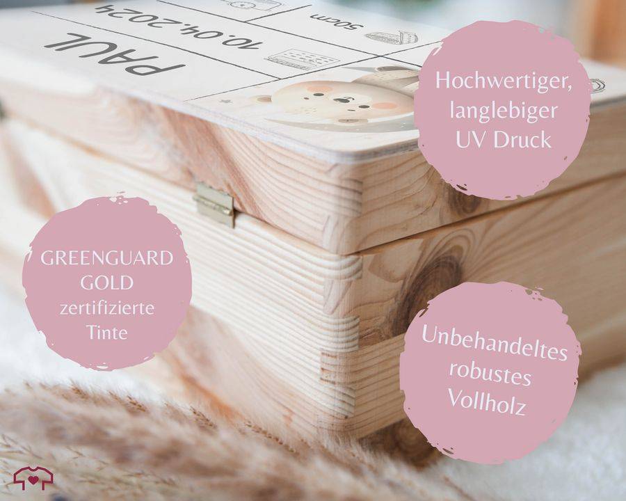 Shirtracer Holzkiste Zur Geburt Baby Personalisierte Mit Bär Baby Erinnerungsbox Geschenk Zur Geburt Shirtracer