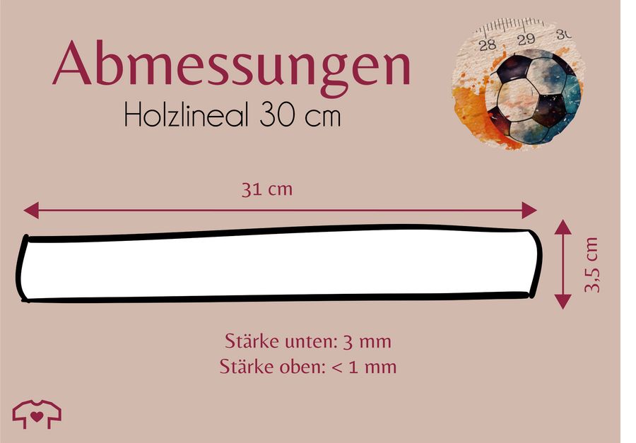 Shirtracer Holzlineal Für Jungen Mit Personalisiertem Namen Und Fußballmotiv Umweltfreundliches Lineal Für Schule Und Freizeit Shirtracer
