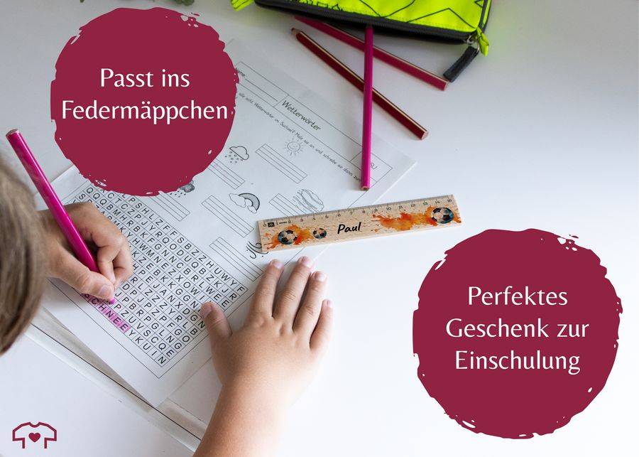 Shirtracer Holzlineal Mit Namen Und Fußball Motiv - Ideal Für Die Grundschule - Geschenk Zur Einschulung Shirtracer