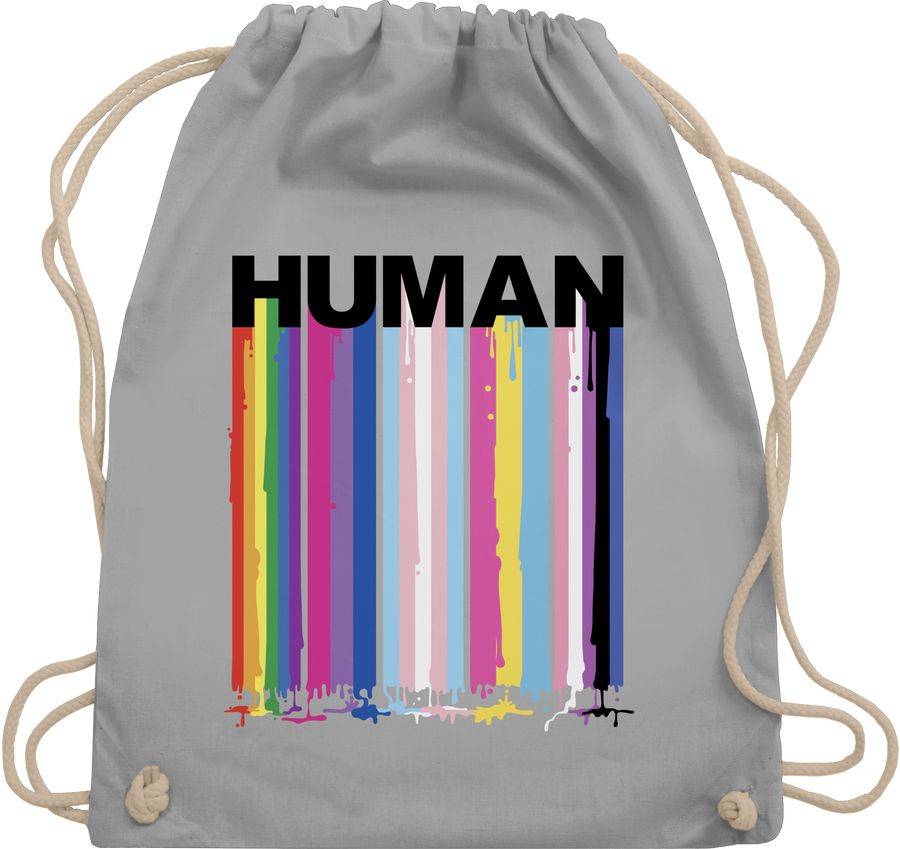 Shirtracer HUMAN Blockschrift Regenbogen Farben Tropfen: T-Shirt Gym Bag Shirtracer