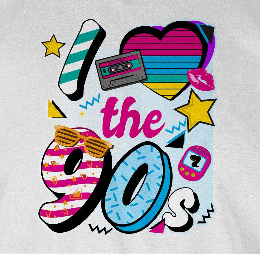 Shirtracer I Love The 90s Bunt: T-Shirt Turnbeutel Shirtracer