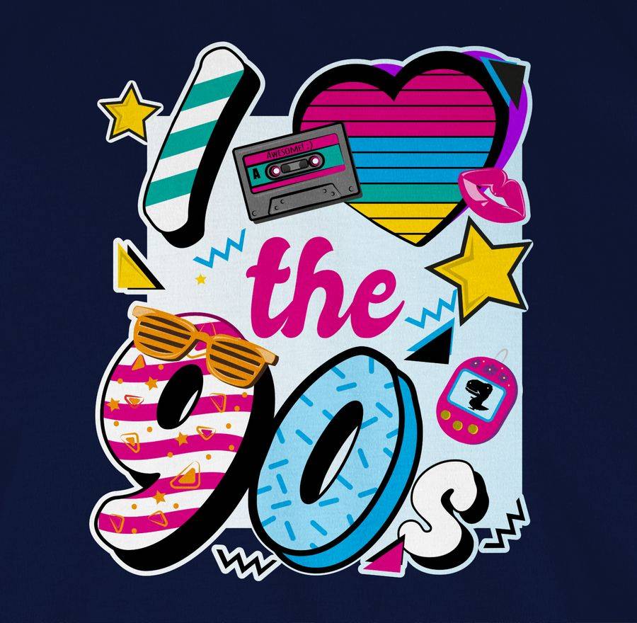 Shirtracer I Love The 90s Bunt: T-Shirt Turnbeutel Shirtracer