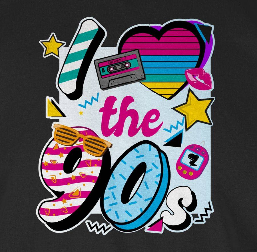 Shirtracer I Love The 90s Bunt: T-Shirt Turnbeutel Shirtracer