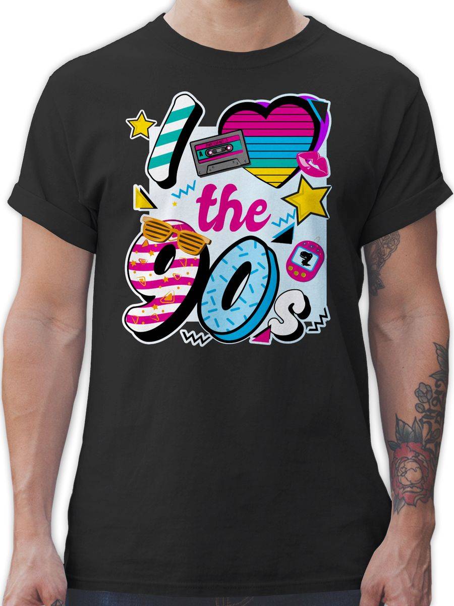 Shirtracer I love the 90s bunt: T-Shirt Turnbeutel Shirtracer