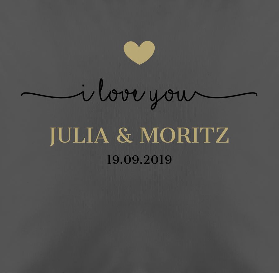 Shirtracer I Love You Mit Datum: T-Shirt Turnbeutel Shirtracer