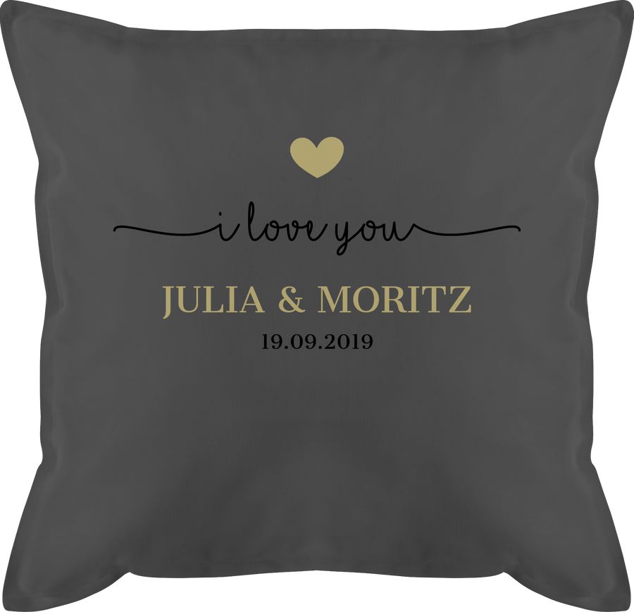 Shirtracer I Love You mit Datum: T-Shirt Turnbeutel Shirtracer