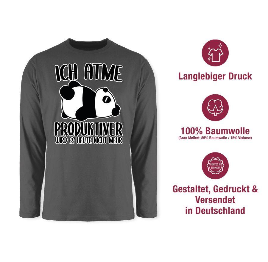Shirtracer Ich Atme Produktiver Wird Es Nicht Mehr Mit Panda - Weiß: T-Shirt Turnbeutel Shirtracer