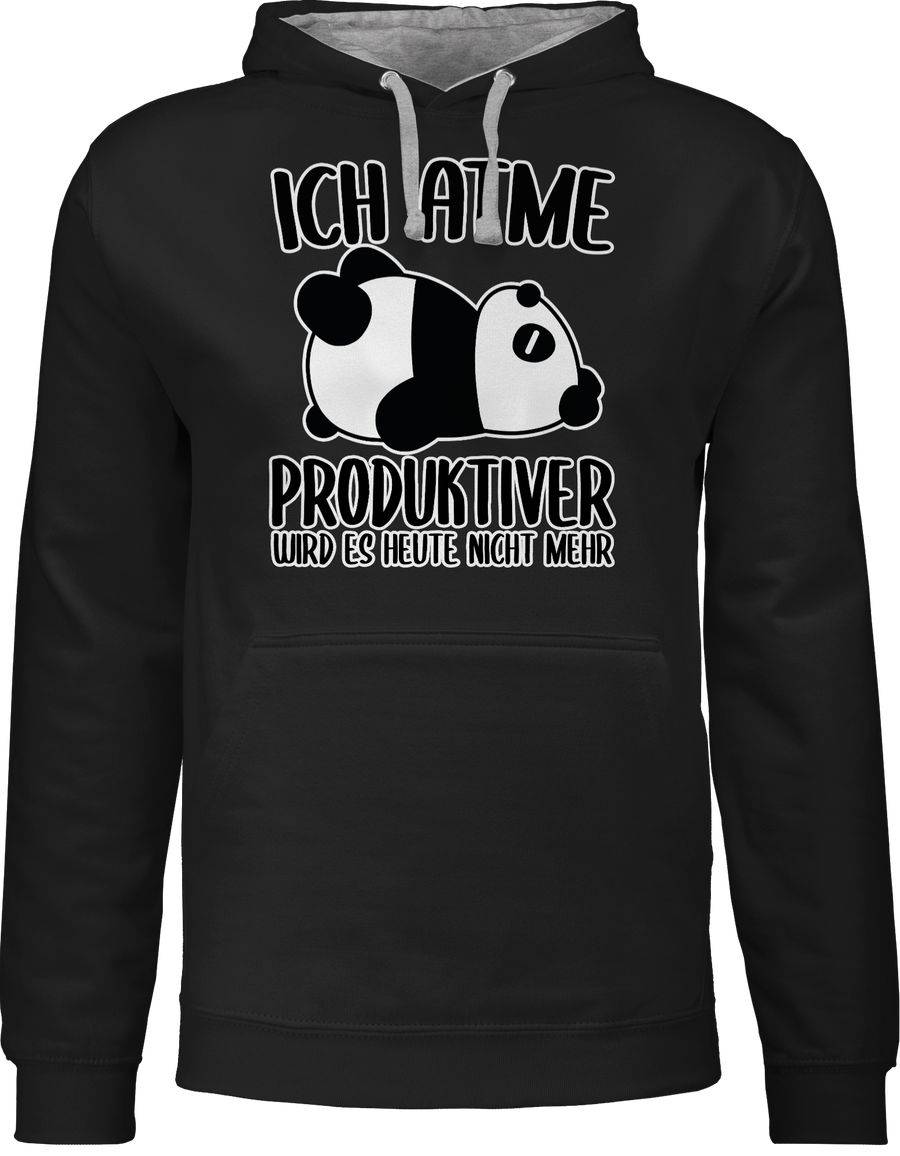 Shirtracer Ich atme produktiver wird es nicht mehr mit Panda - weiß: T-Shirt Turnbeutel Shirtracer