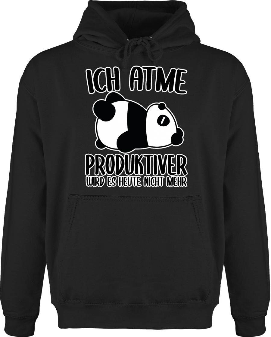 Shirtracer Ich atme produktiver wird es nicht mehr mit Panda - weiß: T-Shirt Turnbeutel Shirtracer