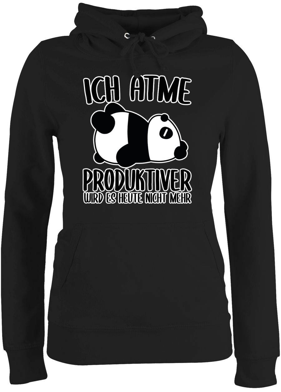 Shirtracer Ich atme produktiver wird es nicht mehr mit Panda - weiß: T-Shirt Turnbeutel Shirtracer