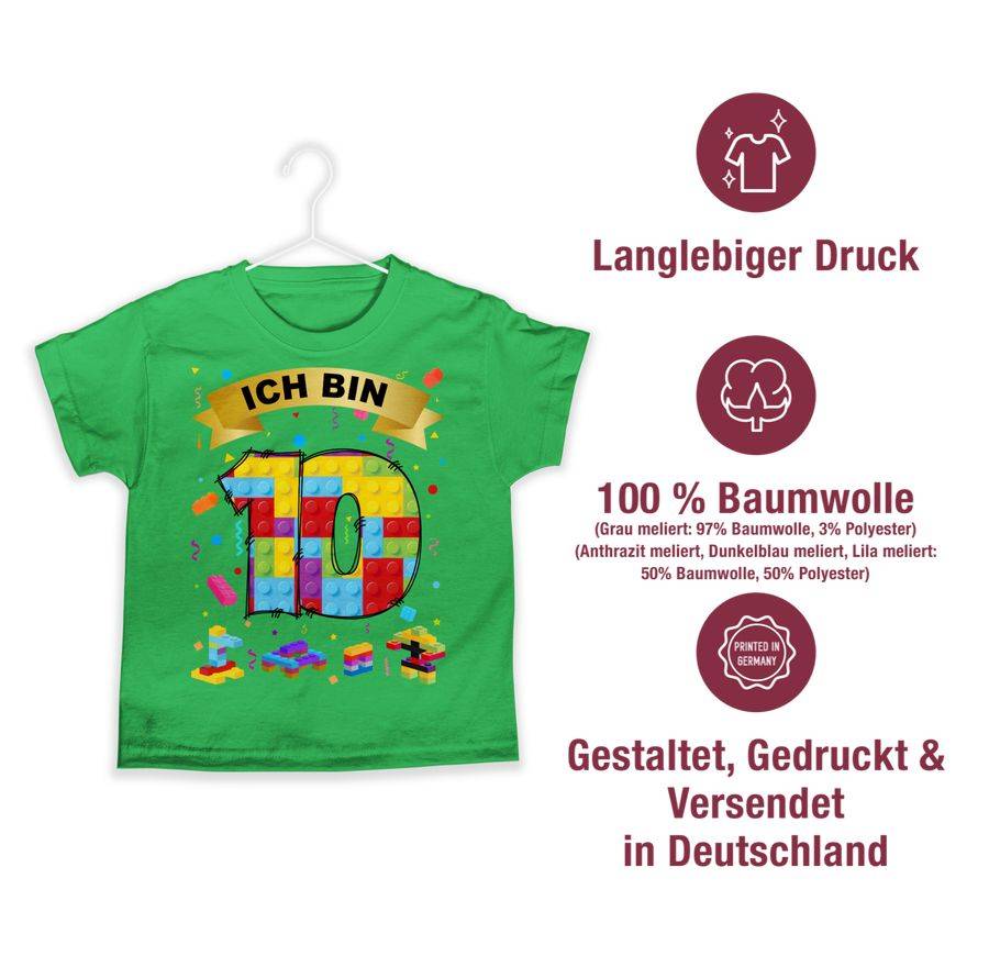 Shirtracer Ich Bin 10 Bausteine: T-Shirt Turnbeutel Shirtracer