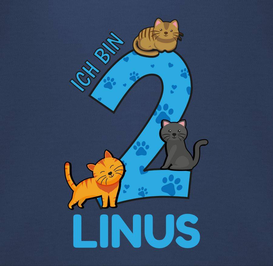 Shirtracer Ich Bin 2 - Name Und Lustige Katzen Bilder Zum Zweiten: Tshirt Turnbeutel Shirtracer