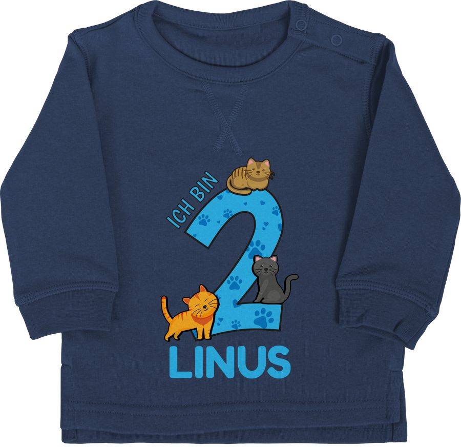 Shirtracer Ich bin 2 - Name und lustige Katzen Bilder zum Zweiten: Tshirt Turnbeutel Shirtracer