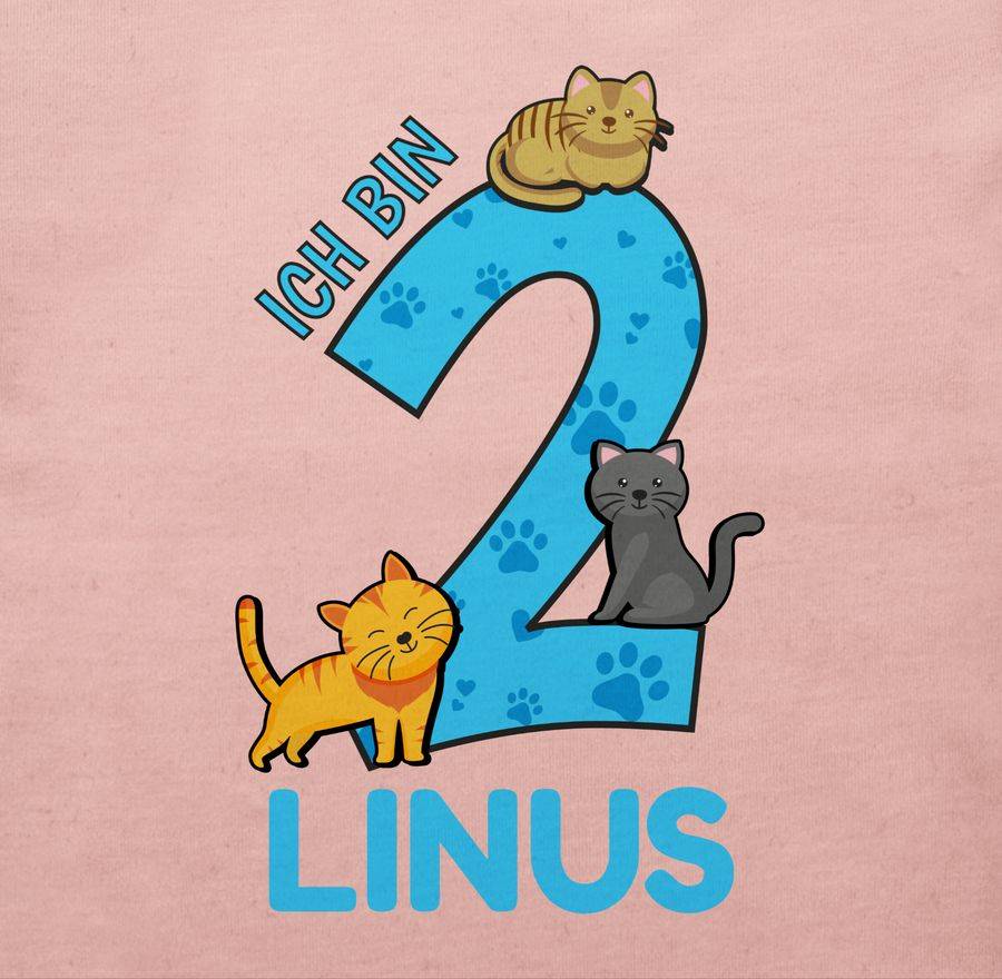 Shirtracer Ich Bin 2 - Name Und Lustige Katzen Bilder Zum Zweiten: Tshirt Turnbeutel Shirtracer