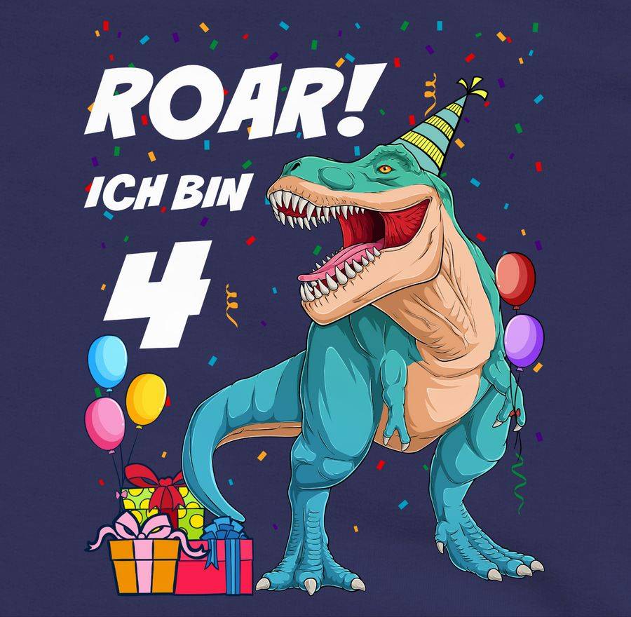 Shirtracer Ich Bin 4 Jahre - T-Rex Dinosaurier Dino: T-Shirt Rucksack Shirtracer