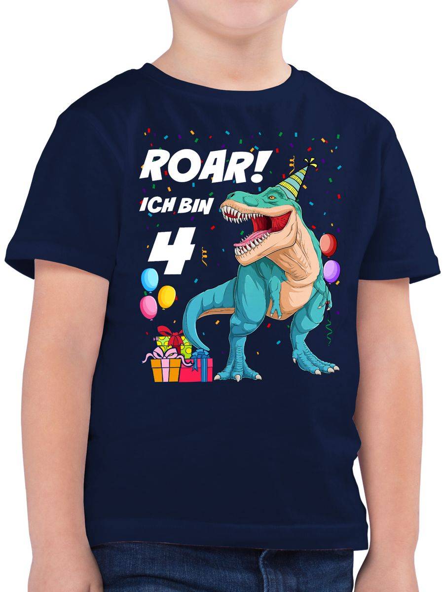 Shirtracer Ich bin 4 Jahre - T-Rex Dinosaurier Dino: T-Shirt Rucksack Shirtracer