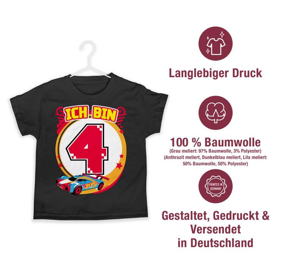 Shirtracer Ich Bin 4 - Rennauto: T-Shirt Turnbeutel Shirtracer
