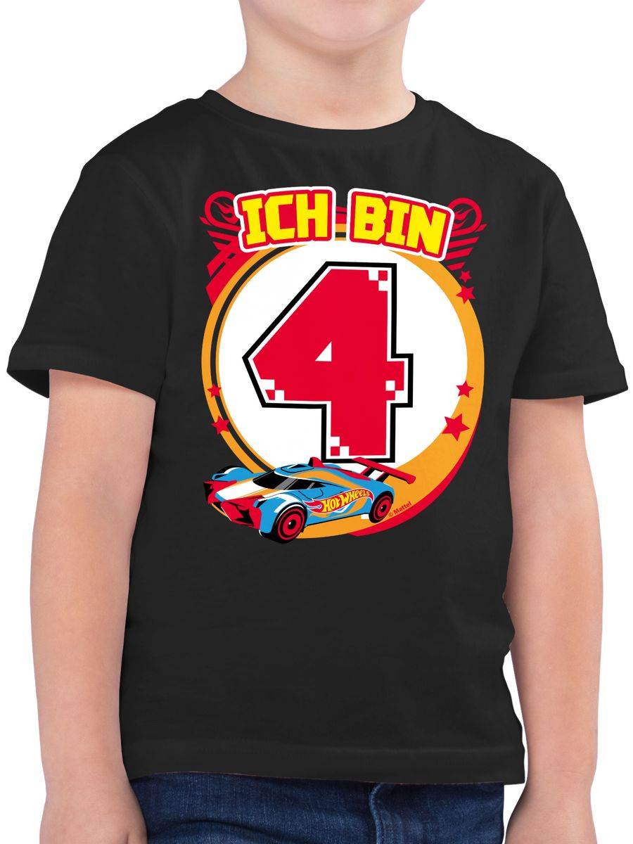 Shirtracer Ich bin 4 - Rennauto: T-Shirt Turnbeutel Shirtracer