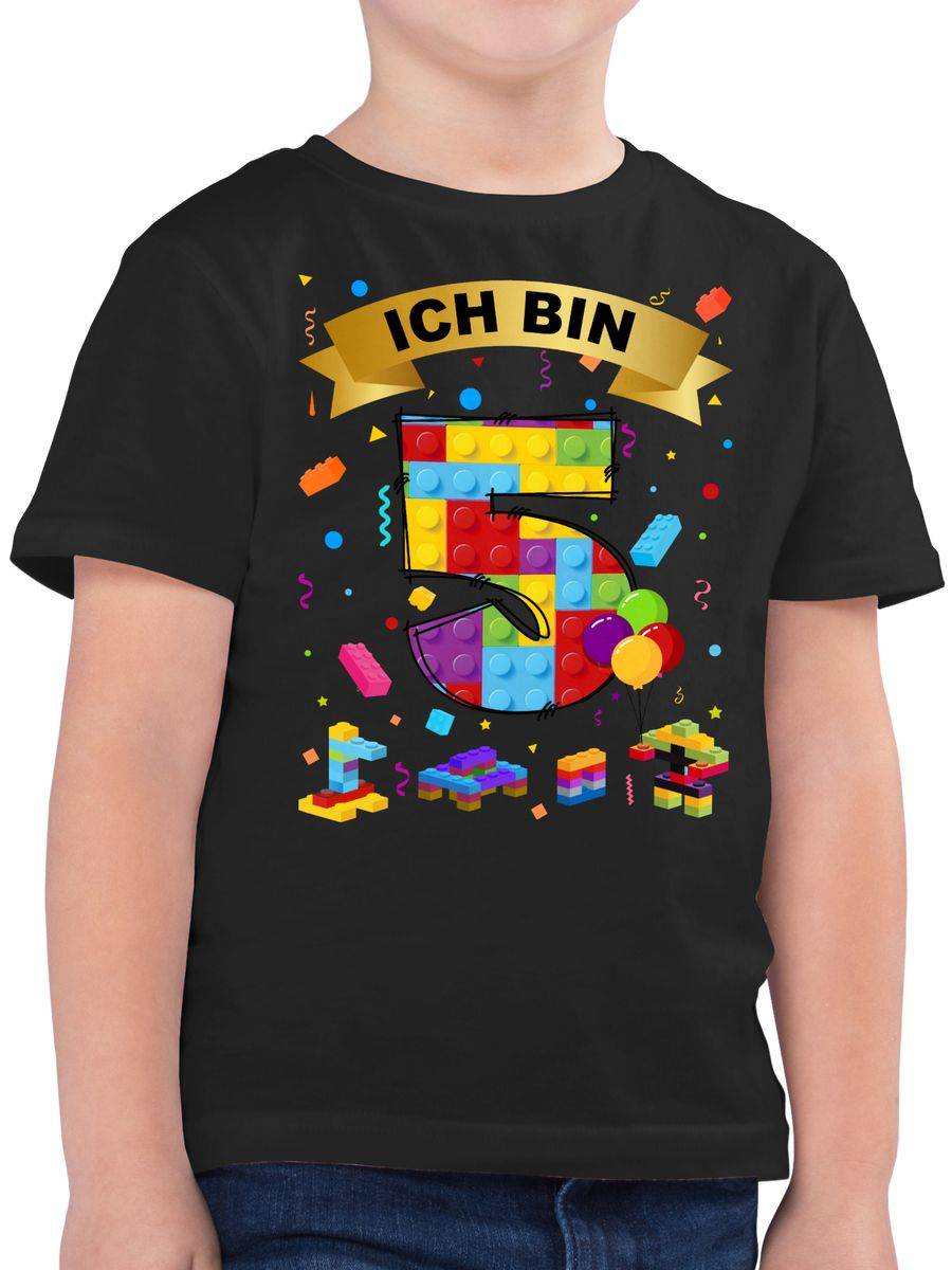 Shirtracer Ich bin 5 Bausteine: T-Shirt Turnbeutel Shirtracer