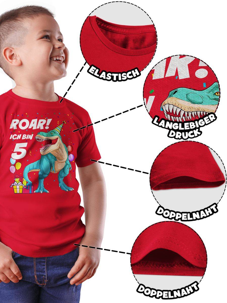 Shirtracer Ich Bin 5 Jahre - T-Rex Dinosaurier Dino: Tshirt Rucksack Shirtracer