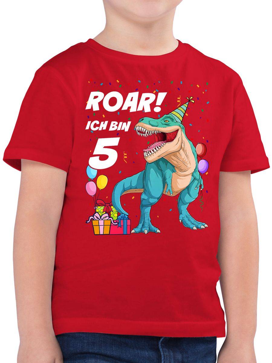 Shirtracer Ich bin 5 Jahre - T-Rex Dinosaurier Dino: Tshirt Rucksack Shirtracer