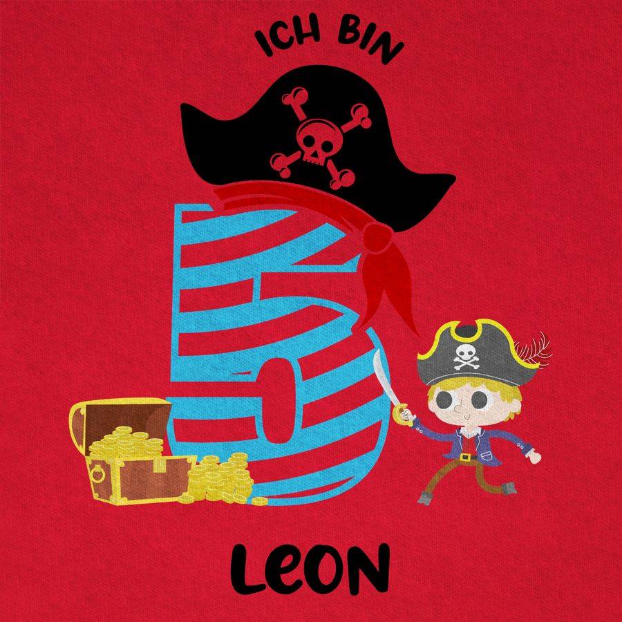 Shirtracer Ich Bin 5 Pirat Mit Name Piratenabenteuer Fünfter Kindergeburtstag Piratenmotto Shirtracer