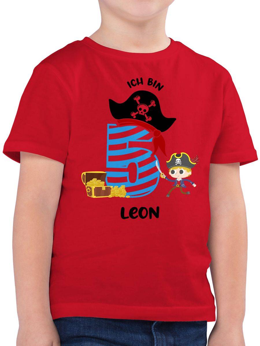 Shirtracer Ich bin 5 Pirat mit Name Piratenabenteuer Fünfter Kindergeburtstag Piratenmotto Shirtracer