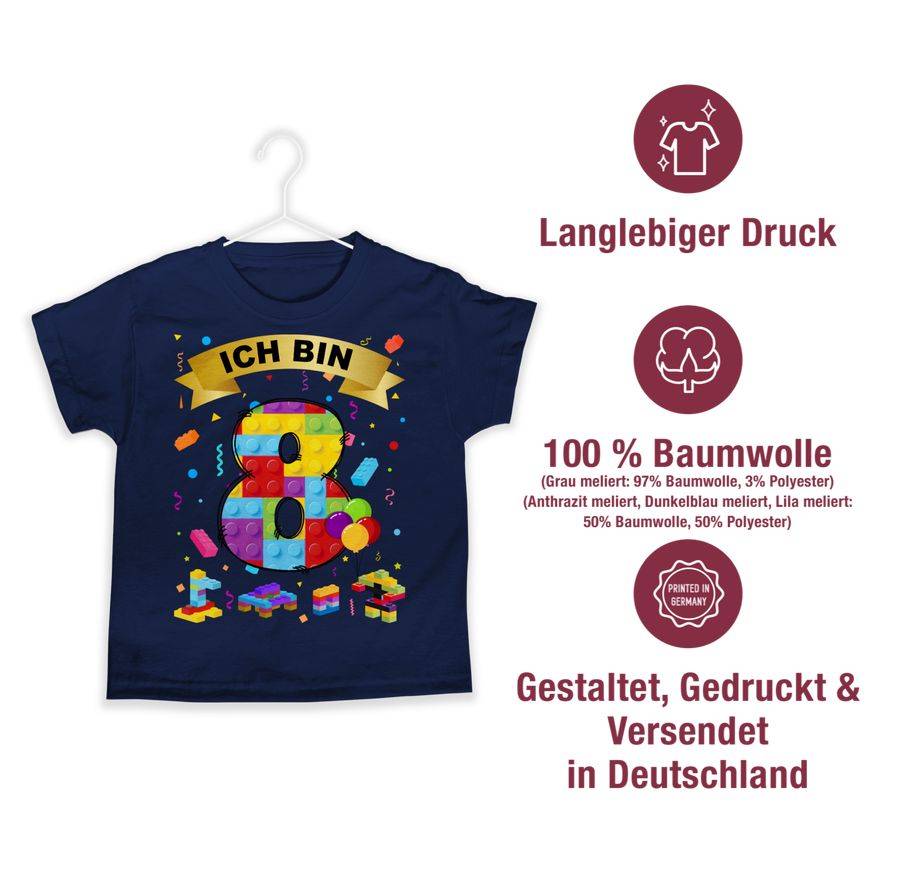 Shirtracer Ich Bin 8 Bausteine: Tshirt Turnbeutel Shirtracer