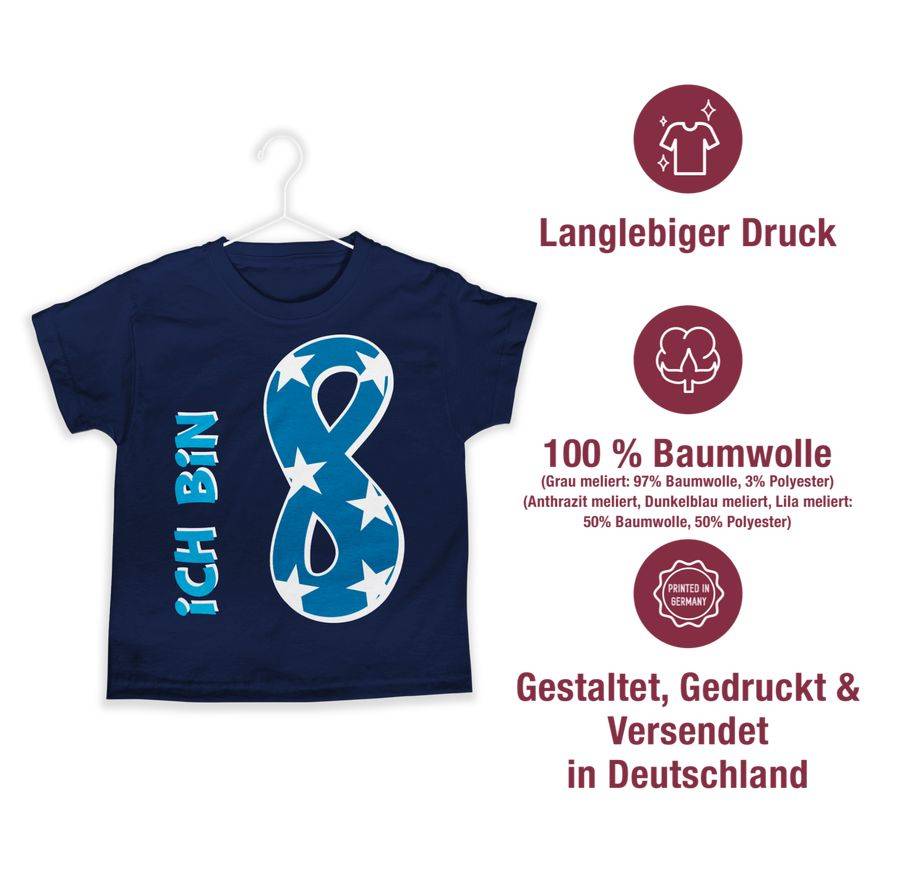 Shirtracer Ich Bin Acht Blau Junge: Tshirt Rucksack Shirtracer