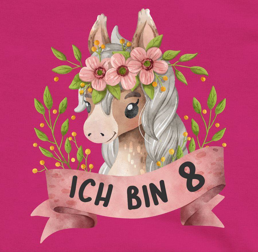 Shirtracer Ich Bin Acht Mit Süßem Pferd Mit Blumen Shirts & Mehr Shirtracer