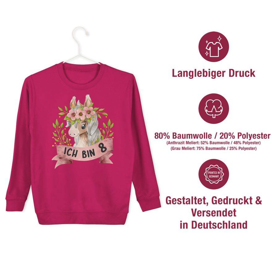 Shirtracer Ich Bin Acht Mit Süßem Pferd Mit Blumen Shirts & Mehr Shirtracer