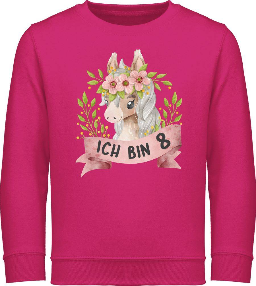 Shirtracer Ich bin acht mit süßem Pferd mit Blumen Shirts & Mehr Shirtracer