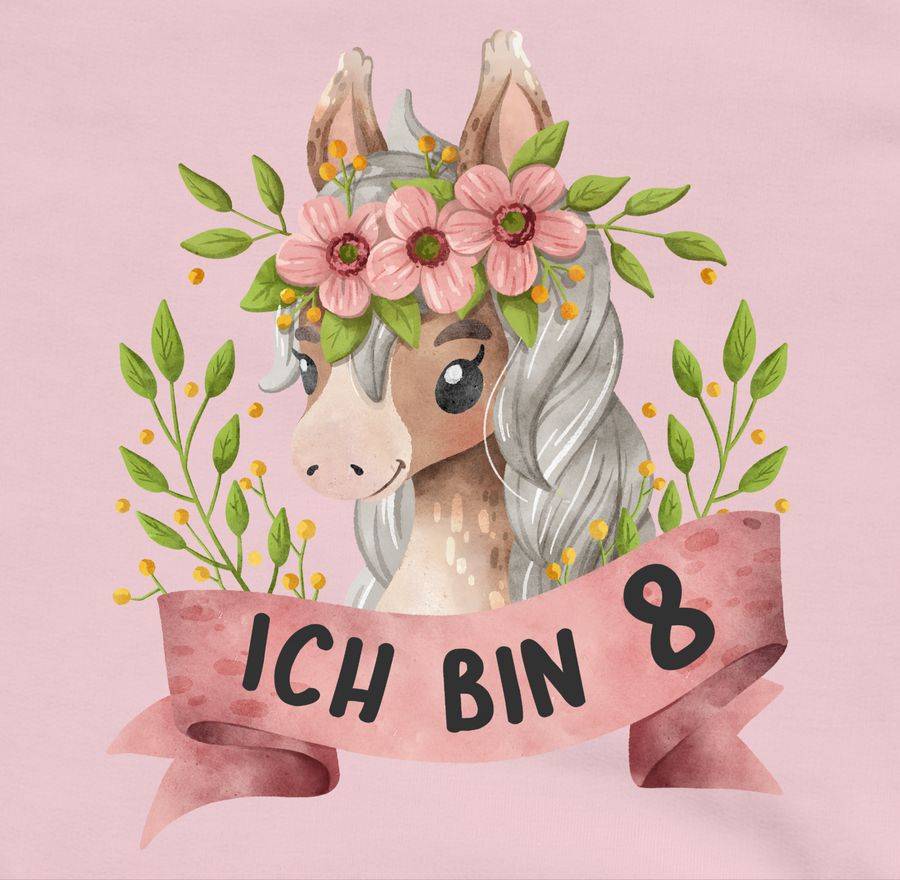 Shirtracer Ich Bin Acht Mit Süßem Pferd Mit Blumen Shirts & Mehr Shirtracer