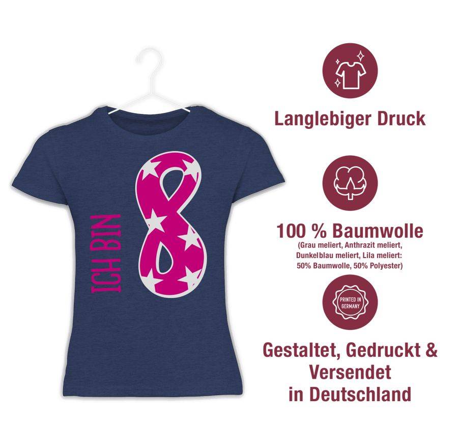 Shirtracer Ich Bin Acht Rosa Mädchen Shirts & Mehr Shirtracer