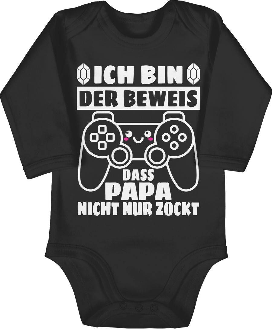 Shirtracer Ich bin der Beweis das Papa nicht nur zockt mit Controller - weiß: T-Shirt Turnb Shirtracer