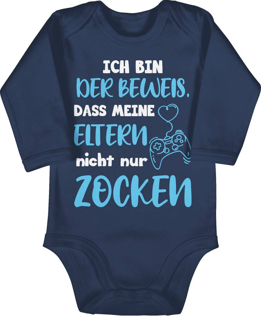 Shirtracer Ich bin der Beweis, dass meine Eltern nicht nur zocken Blau Weiß: T-Shirt Gym Ba Shirtracer