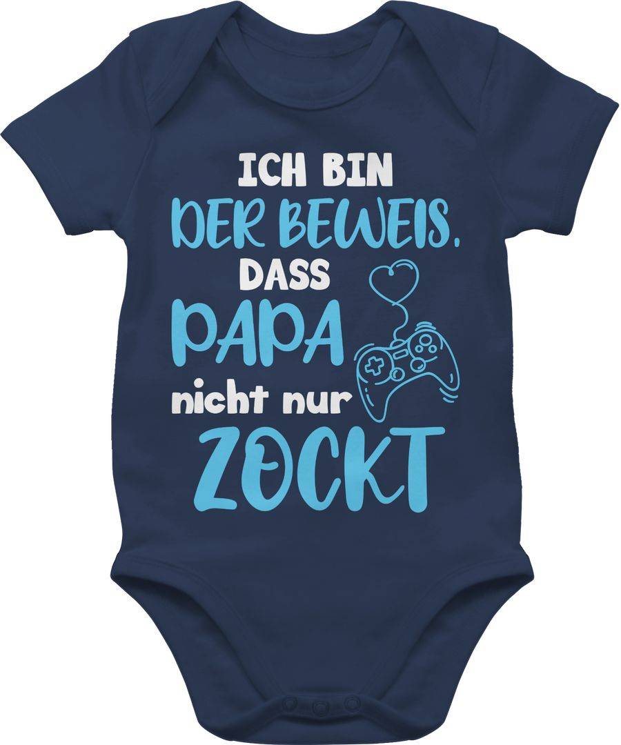 Shirtracer Ich bin der Beweis, dass Papa nicht nur zockt Blau Weiß: Tshirt Turnbeutel Shirtracer